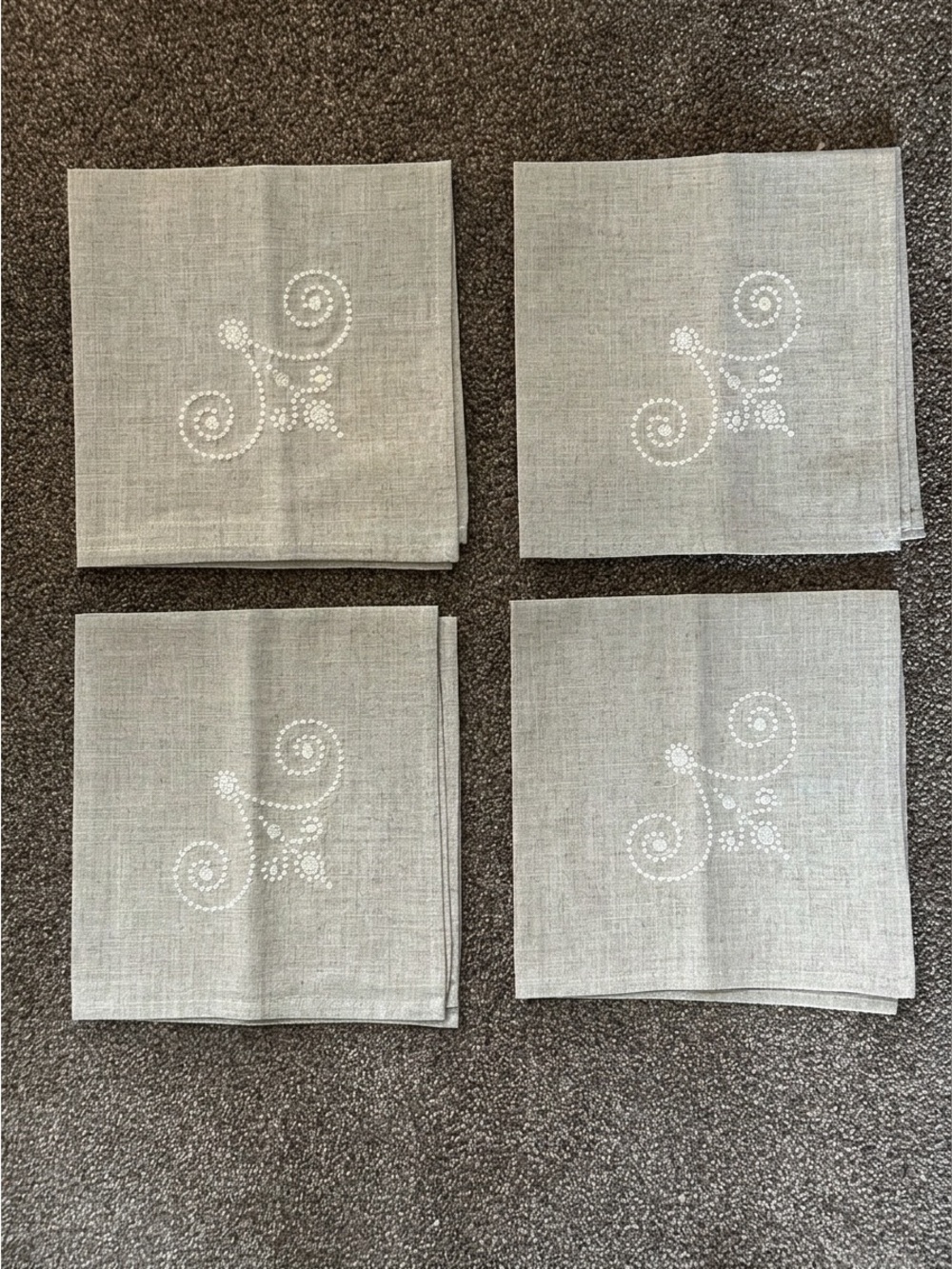 Lenox Natural/Taupe French Perle Napkins with Embroidery